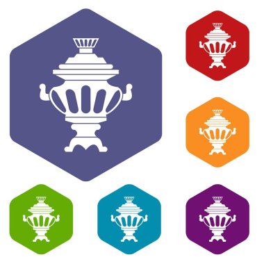 Rus çay semaver Icons set