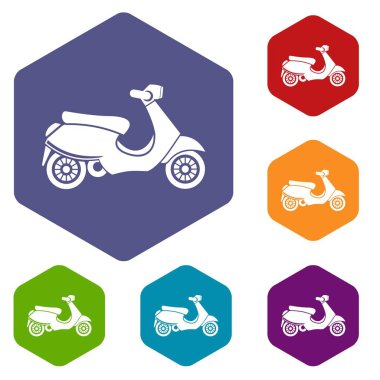 Vespa scooter Icons set