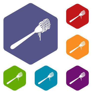 Spagetti çatalı Icons set üzerinde