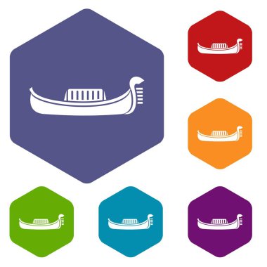 Venedik gondol Icons set