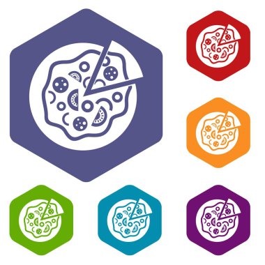 Pizza yemek Icons set