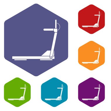 yol ekipmanları Icons set çalışan spor koşu bandı