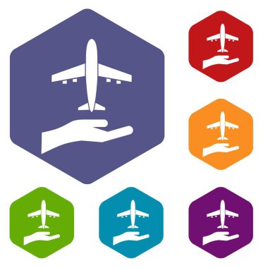 Uçak ve palmiye Icons set