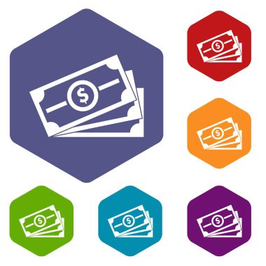 Yığın dolar faturaları simgelerin ayarlamak