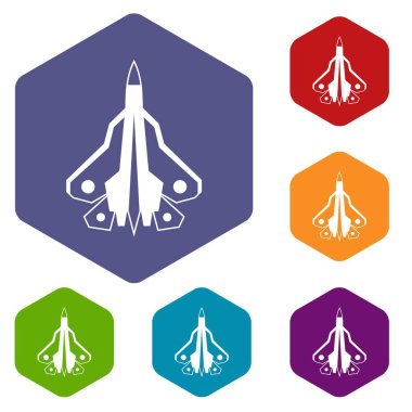 Askeri avcı uçağı Icons set