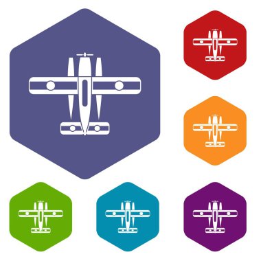 Donatılmış Kayak uçak Icons set