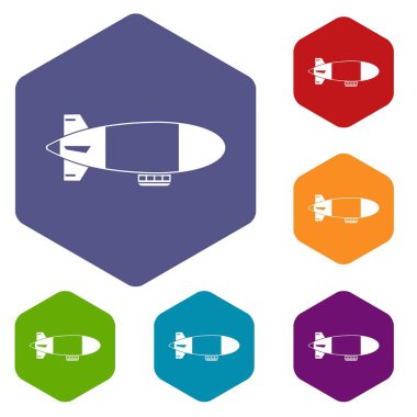 Aerostat zeplin Icons set