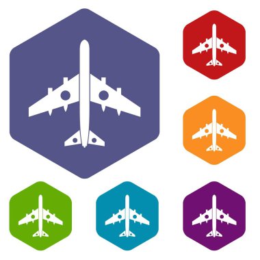 Askeri avcı uçağı Icons set