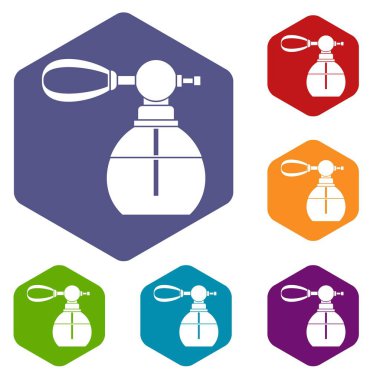 Buharlaştırıcı Icons set ile parfüm şişesi