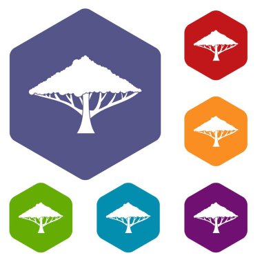 Ağaç ile yayılan bir taç Icons set