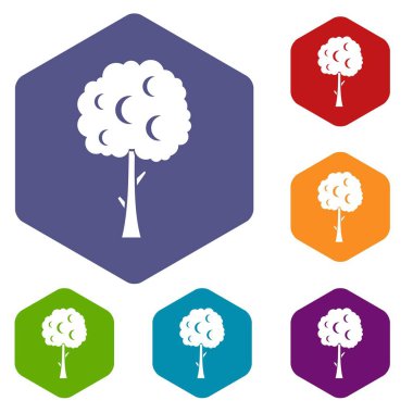 Ağaç ile küresel taç Icons set
