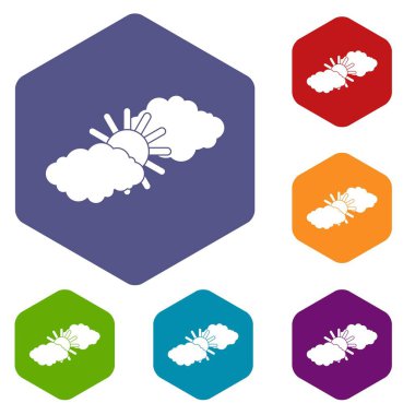 Güneşin ve bulutların Icons set