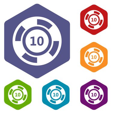 Casino çip Icons set
