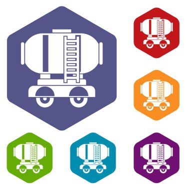 Waggon depolama tankı yağ Icons set ile