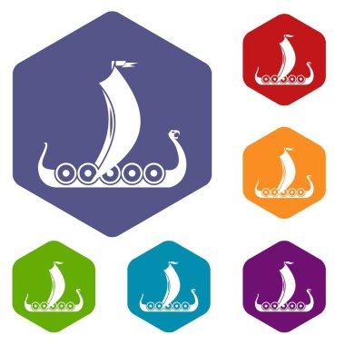 Ortaçağ tekne Icons set