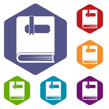 Bookmark Icons set ile kalın bir kitap