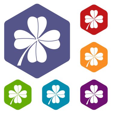 Dört yapraklı yonca Icons set