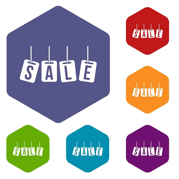 Hanging sales tags icons set — Stock Vector