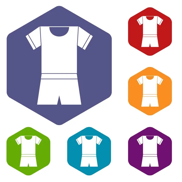 Набір піктограм спортивної сорочки та шортів — стоковий вектор