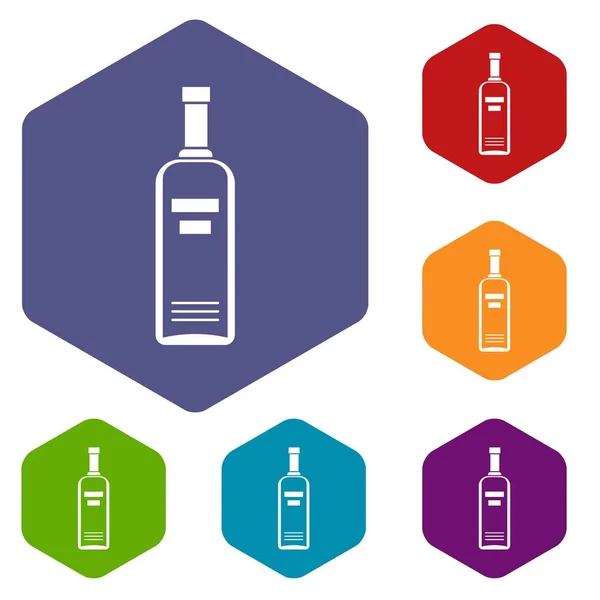 Bottle of vodka icons set — Stock Vector
