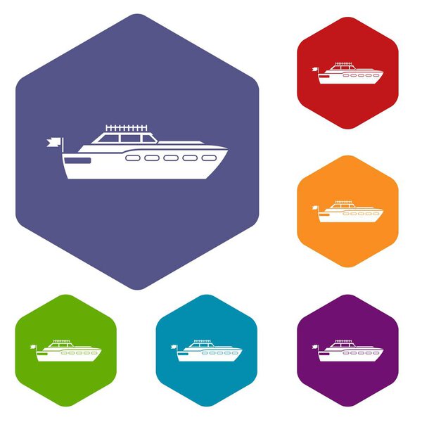 Big yacht icons set