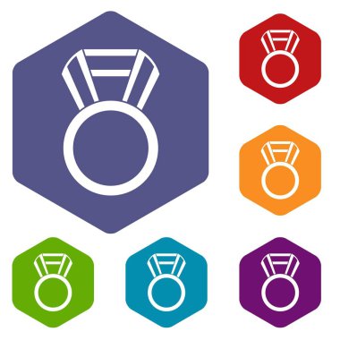 Yuvarlak madalya Icons set