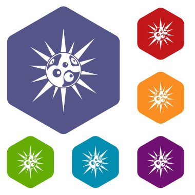 Yuvarlak hücre virüs Icons set