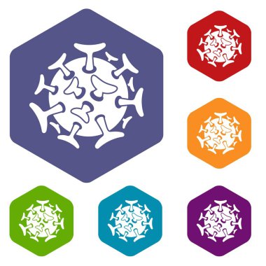 Yuvarlak viral bakteri Icons set