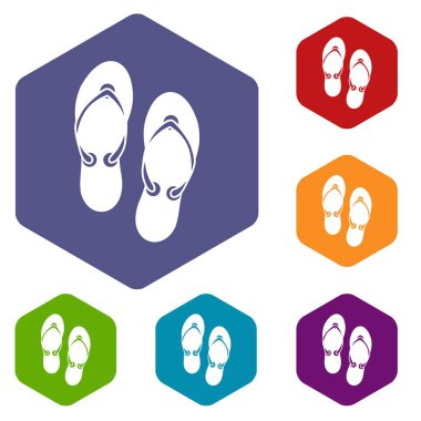 Flip flop sandalet Icons set