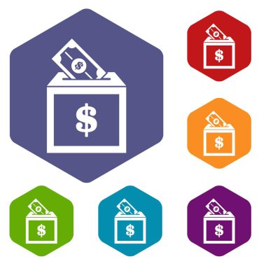 Bağış kutusu Icons set