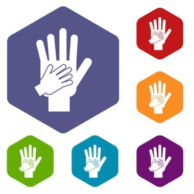 Üst ve alt eller birlikte Icons set