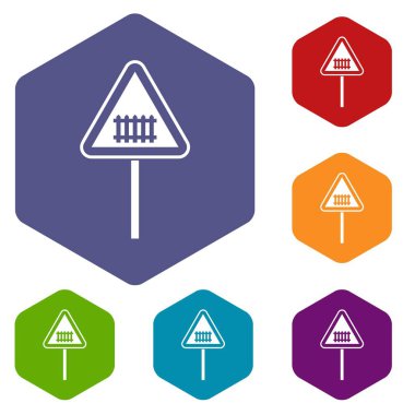 Uyarı yol işareti Icons set