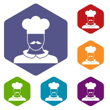 Erkek aşçı yemek Icons set