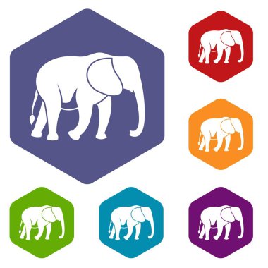 Vahşi fil Icons set