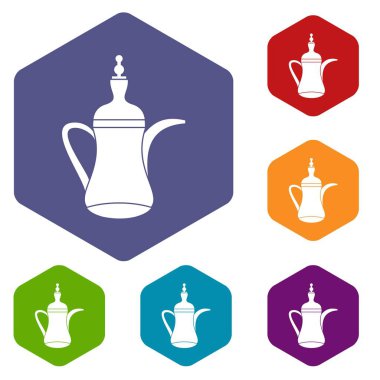 Oryantal çaydanlık Icons set