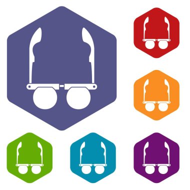 Gözlük siyah yuvarlak lensler Icons set ile