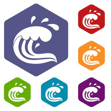 Su dalgası sıçrama Icons set