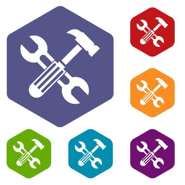 Çekiç ve vida anahtarı Icons set