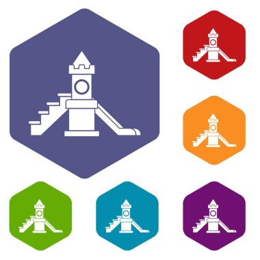 Kaymak, çocuklar Bahçesi ekipman Icons set