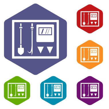 Yangın kalkan Icons set