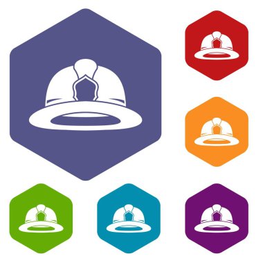 İtfaiyeci kask Icons set