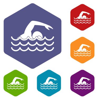 Yüzücü Icons set