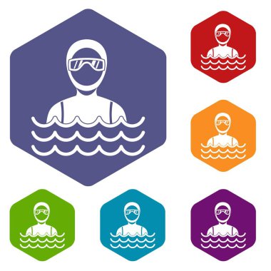 Dalgıç elbisesi Icons set Scuba diver adam