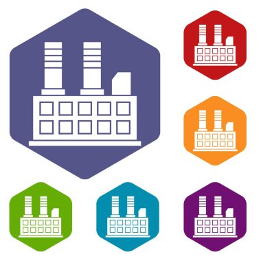 Fabrika Binası Icons set