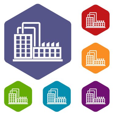 Fabrika Binası Icons set
