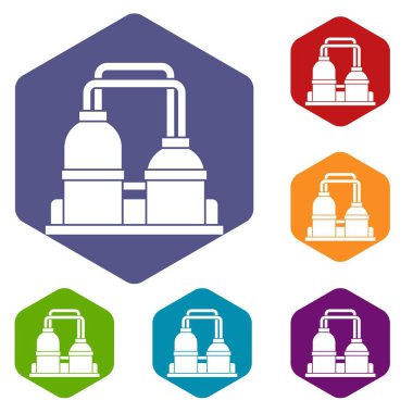 Petrol işleme fabrika Icons set