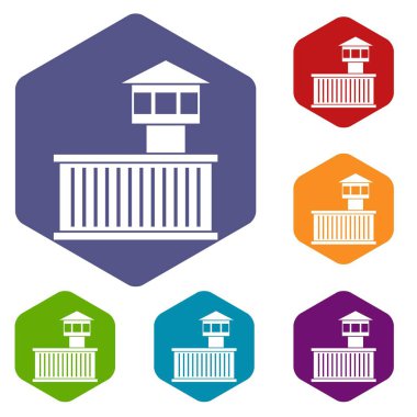 Hapishane kule Icons set