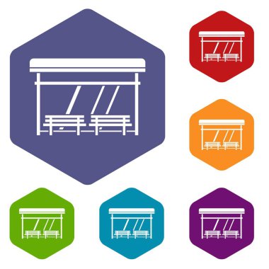 Otobüs durağı Icons set