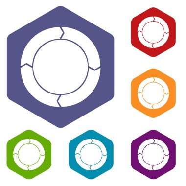 Diyagram pasta grafiği ile okları Icons set