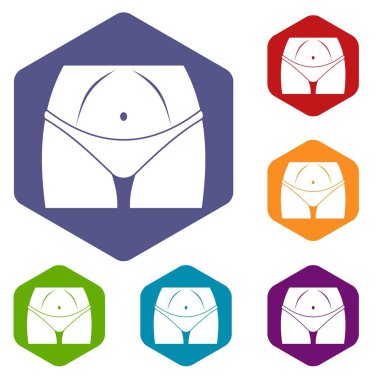 İnce kadın vücudunda külot Icons set